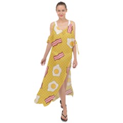 Bacon And Egg Pop Art Pattern Maxi Chiffon Cover Up Dress