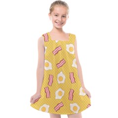 Bacon And Egg Pop Art Pattern Kids  Cross Back Dress