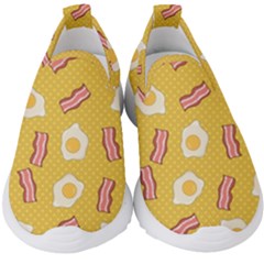 Bacon And Egg Pop Art Pattern Kids  Slip On Sneakers