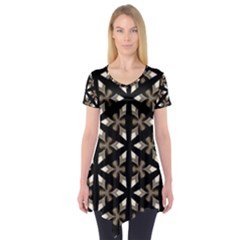 Earth Tone Floral  Short Sleeve Tunic  by kenique