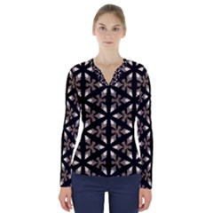 Earth Tone Floral  V-neck Long Sleeve Top by kenique