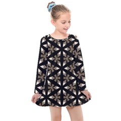 Earth Tone Floral  Kids  Long Sleeve Dress by kenique