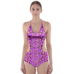 Paradise Blossom Tree On The Ornate Sakura Mountain Cut-out One Piece Swimsuit by pepitasart