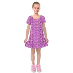 Paradise Blossom Tree On The Ornate Sakura Mountain Kids  Short Sleeve Velvet Dress by pepitasart