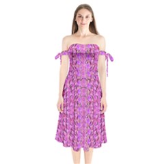 Paradise Blossom Tree On The Ornate Sakura Mountain Shoulder Tie Bardot Midi Dress by pepitasart