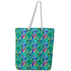 Garden Quilt Painting With Hydrangea And Blues Full Print Rope Handle Tote (large) by myrubiogarden