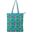 Garden Quilt Painting With Hydrangea And Blues Double Zip Up Tote Bag View1