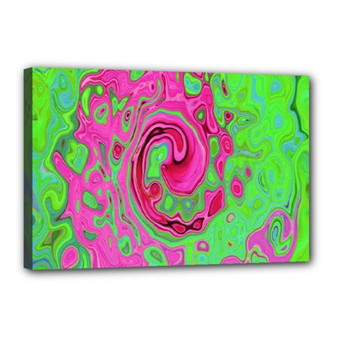 Groovy Abstract Green And Red Lava Liquid Swirl Canvas 18  X 12  (stretched) by myrubiogarden