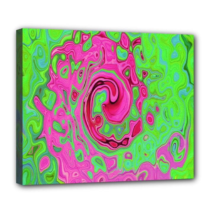 Groovy Abstract Green And Red Lava Liquid Swirl Deluxe Canvas 24  x 20  (Stretched)