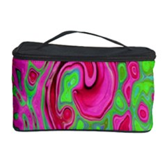 Groovy Abstract Green And Red Lava Liquid Swirl Cosmetic Storage by myrubiogarden