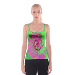 Groovy Abstract Green And Red Lava Liquid Swirl Spaghetti Strap Top by myrubiogarden