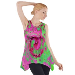 Groovy Abstract Green And Red Lava Liquid Swirl Side Drop Tank Tunic by myrubiogarden