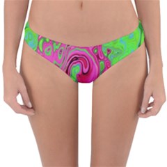 Groovy Abstract Green And Red Lava Liquid Swirl Reversible Hipster Bikini Bottoms by myrubiogarden