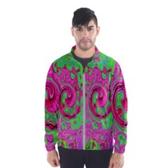 Groovy Abstract Green And Red Lava Liquid Swirl Windbreaker (men)