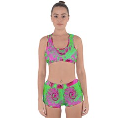 Groovy Abstract Green And Red Lava Liquid Swirl Racerback Boyleg Bikini Set by myrubiogarden