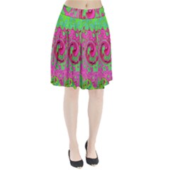 Groovy Abstract Green And Red Lava Liquid Swirl Pleated Skirt by myrubiogarden