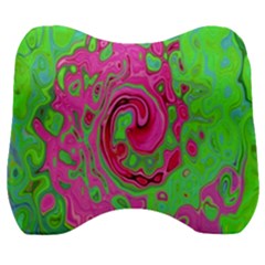 Groovy Abstract Green And Red Lava Liquid Swirl Velour Head Support Cushion by myrubiogarden