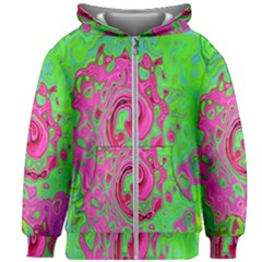 Groovy Abstract Green And Red Lava Liquid Swirl Kids  Zipper Hoodie Without Drawstring