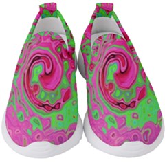 Groovy Abstract Green And Red Lava Liquid Swirl Kids  Slip On Sneakers