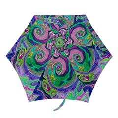 Groovy Abstract Aqua And Navy Lava Liquid Swirl Mini Folding Umbrellas by myrubiogarden