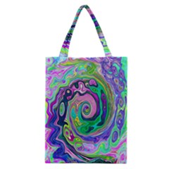 Groovy Abstract Aqua And Navy Lava Liquid Swirl Classic Tote Bag by myrubiogarden