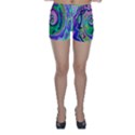 Groovy Abstract Aqua And Navy Lava Liquid Swirl Skinny Shorts View1