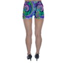 Groovy Abstract Aqua And Navy Lava Liquid Swirl Skinny Shorts View2