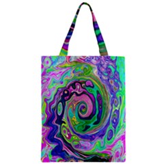 Groovy Abstract Aqua And Navy Lava Liquid Swirl Zipper Classic Tote Bag by myrubiogarden