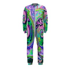 Groovy Abstract Aqua And Navy Lava Liquid Swirl Onepiece Jumpsuit (kids)