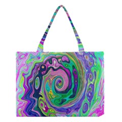 Groovy Abstract Aqua And Navy Lava Liquid Swirl Medium Tote Bag by myrubiogarden