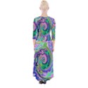 Groovy Abstract Aqua And Navy Lava Liquid Swirl Quarter Sleeve Wrap Maxi Dress View2