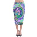 Groovy Abstract Aqua And Navy Lava Liquid Swirl Velvet Midi Pencil Skirt View1