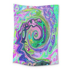 Groovy Abstract Aqua And Navy Lava Liquid Swirl Medium Tapestry