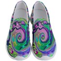 Groovy Abstract Aqua And Navy Lava Liquid Swirl Men s Lightweight Slip Ons View1