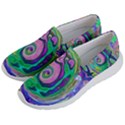 Groovy Abstract Aqua And Navy Lava Liquid Swirl Men s Lightweight Slip Ons View2