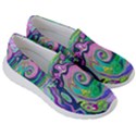 Groovy Abstract Aqua And Navy Lava Liquid Swirl Men s Lightweight Slip Ons View3