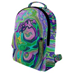 Groovy Abstract Aqua And Navy Lava Liquid Swirl Flap Pocket Backpack (small)