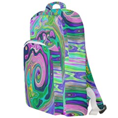 Groovy Abstract Aqua And Navy Lava Liquid Swirl Double Compartment Backpack