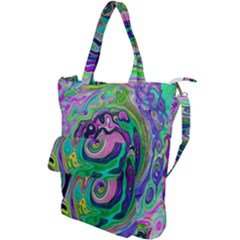 Groovy Abstract Aqua And Navy Lava Liquid Swirl Shoulder Tote Bag by myrubiogarden