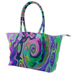 Groovy Abstract Aqua And Navy Lava Liquid Swirl Canvas Shoulder Bag