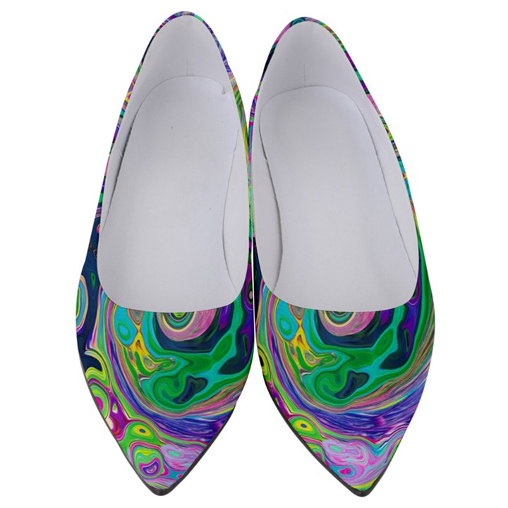 Groovy Abstract Aqua And Navy Lava Liquid Swirl Women s Low Heels