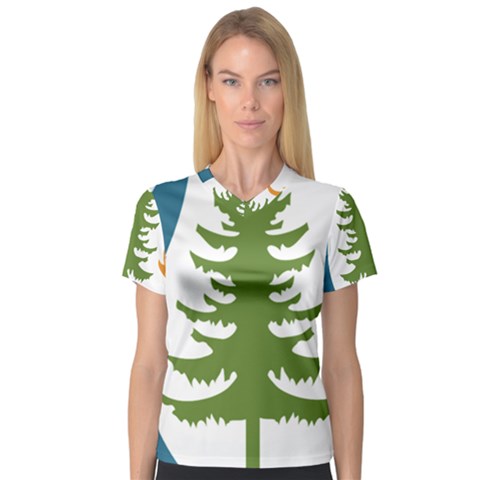 Forest Christmas Tree Spruce V-neck Sport Mesh Tee by Desi8484