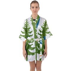 Forest Christmas Tree Spruce Quarter Sleeve Kimono Robe by Desi8484