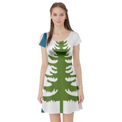 Forest Christmas Tree Spruce Short Sleeve Skater Dress by Desi8484