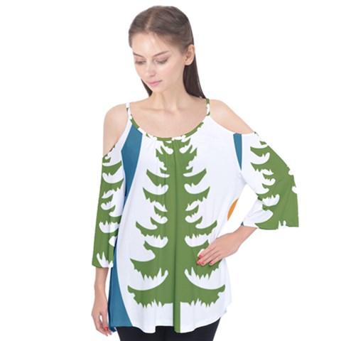 Forest Christmas Tree Spruce Flutter Tees by Desi8484