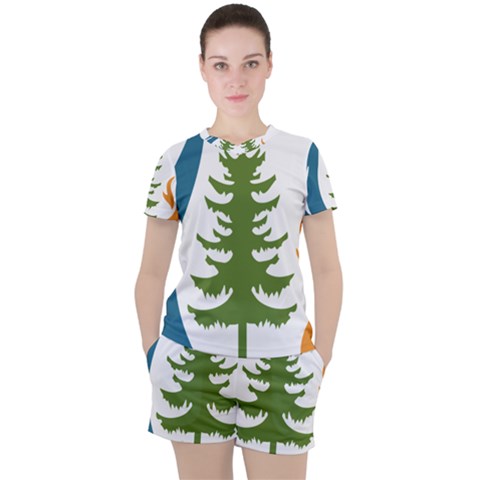 Forest Christmas Tree Spruce Women s Tee And Shorts Set by Desi8484