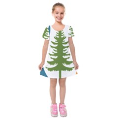 Forest Christmas Tree Spruce Kids  Short Sleeve Velvet Dress by Desi8484