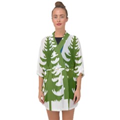 Forest Christmas Tree Spruce Half Sleeve Chiffon Kimono by Desi8484