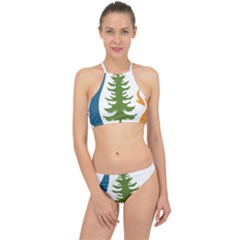 Forest Christmas Tree Spruce Racer Front Bikini Set