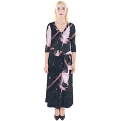 Feather Magic Quarter Sleeve Wrap Maxi Dress